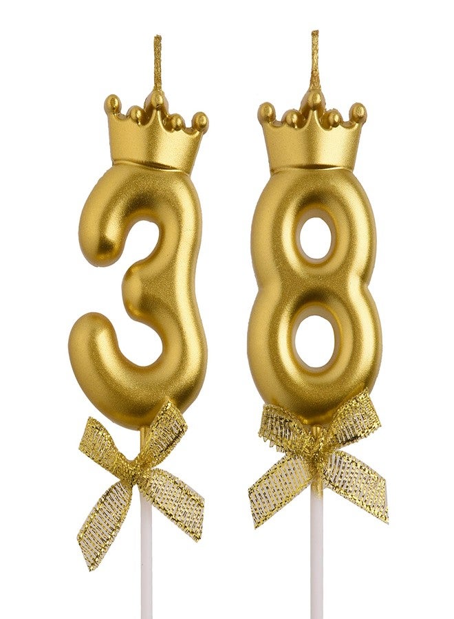 AOOLADA 38th 83rd Birthday Candles, Gold 83 38 Year Old Cake Topper Number Birthday Candles, Birthday Party Decorations Gifts for Women Men - Image 1